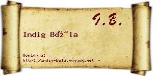 Indig Béla névjegykártya